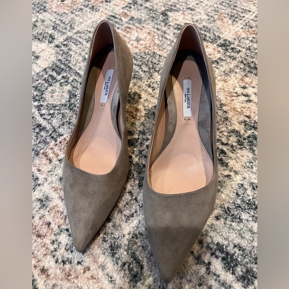 M.M. Lafleur Lillian Suede Heel 37 7 Gray Pump Point Toe Academia MM Lafler - Picture 2 of 7
